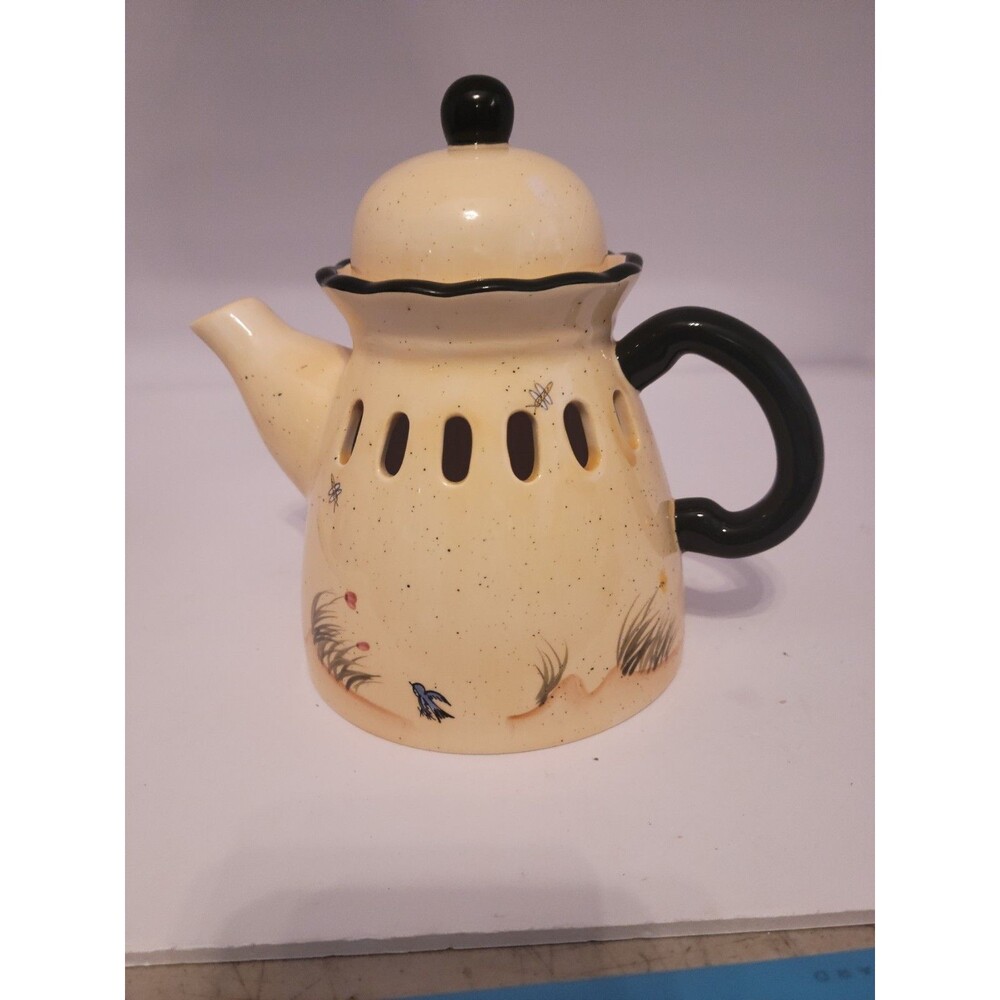 Vintage Home Interiors Wild Flowers Yellow Tea Pot Candle Cover